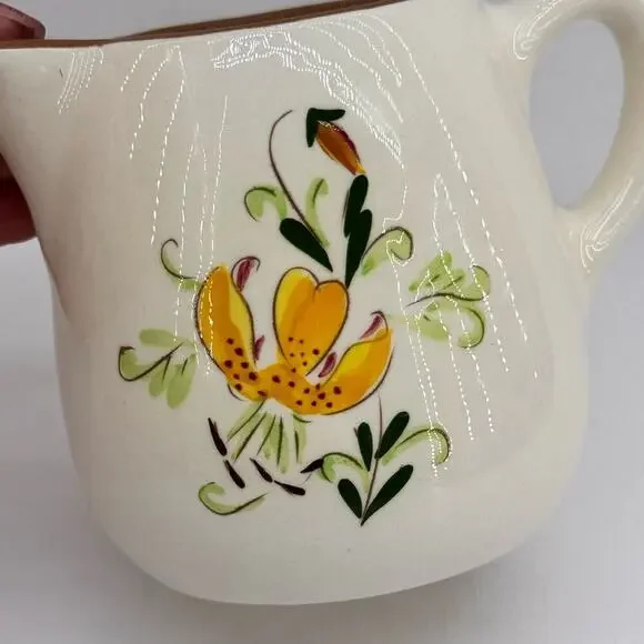 Vintage Stangl Pottery Ceramic Creamer Tiger Lily Yellow Brown 4" USA - Picture 2 of 8